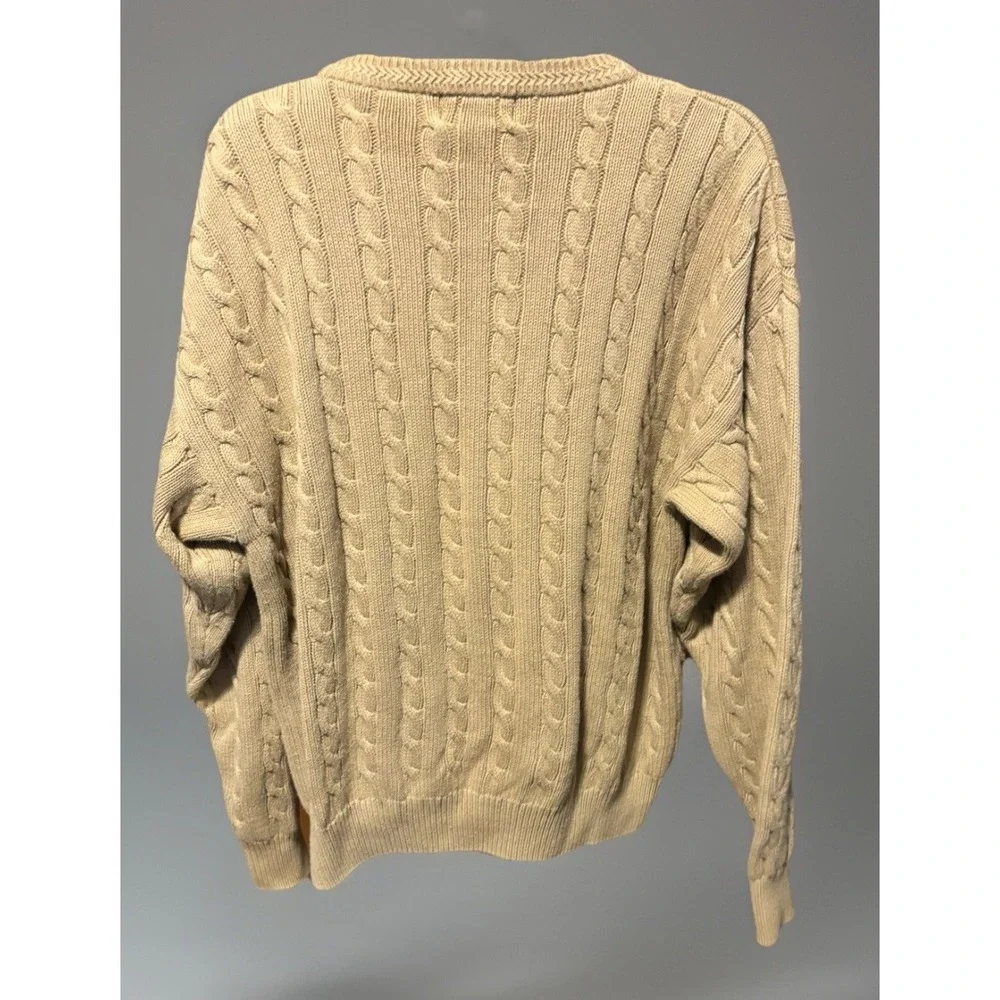 Roundtree & Yorke Men's‎ XL Beige Chunky Cable Knit Grandpa Core Sweater Preppy